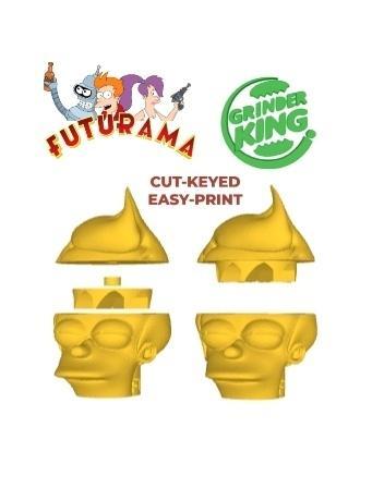 GRINDER FRY FUTURAMA CUT-KEYED GRINDERKING 75X85X95 MM EASY PRINT PRINT IN PLACE READY-PRINT ... FDM SLA