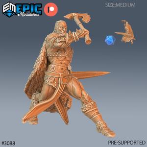 Barbarian Player Character Attack ‧ DnD Miniature ‧ Tabletop Miniatures ‧ Gaming Monster ‧ 3D Model ‧ RPG ‧ DnDminis ‧ STL FILE