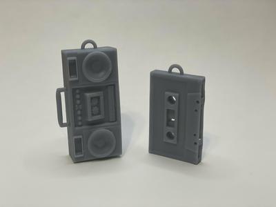 Boombox and Cassette Christmas Ornaments