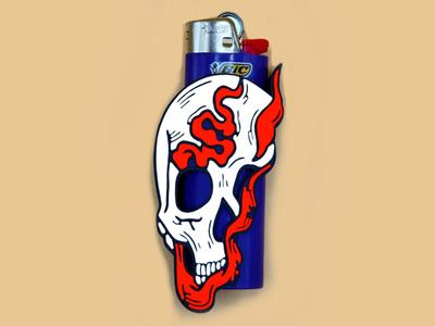 Smoking Skull lighter case