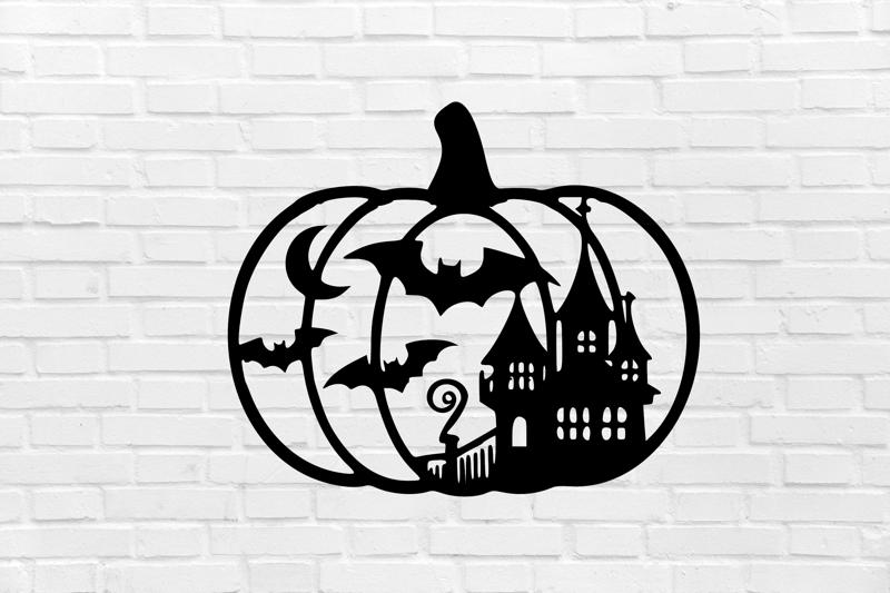 Halloween wall decoration pumpkin bat mansion