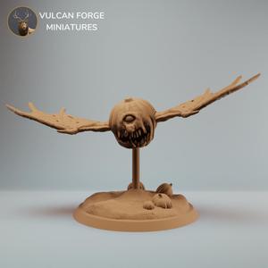 Scary  beholder flying pumpkin with teeth dnd miniature - pre supported