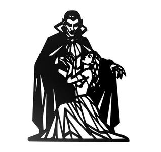Vampire Looming Over Victim Line Art Wall Art