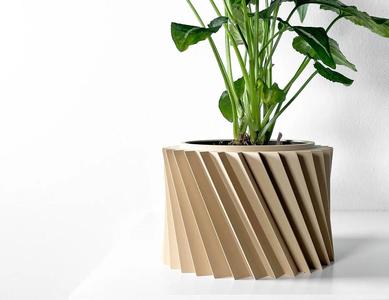 The Wiron Planter Pot with Drainage: Tray & Stand Included | Modern and Unique Home Decor for Plants and Succulents | STL File   