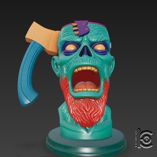 Zombie Mug with Axe - 3D Printable Horror Cup