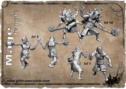 3x female mage miniatures Set -STL files-