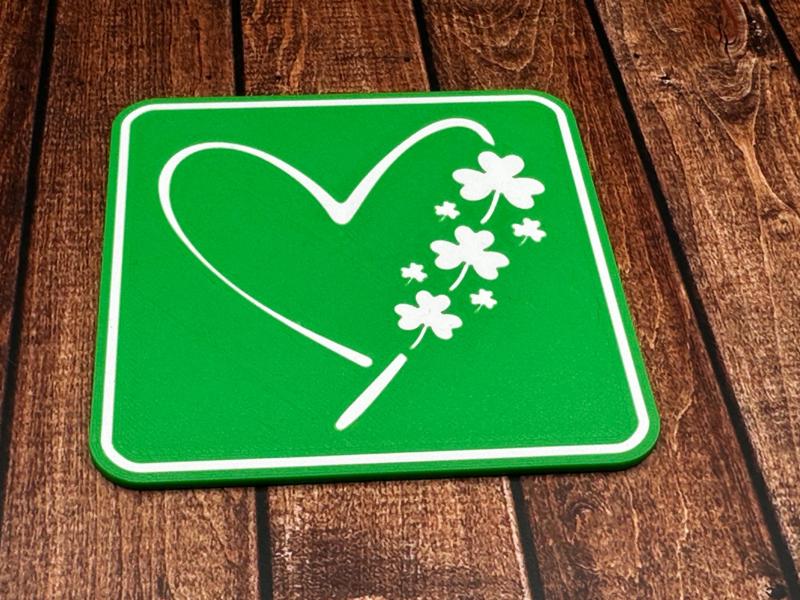 St Patricks Day Heart Drinks Coaster
