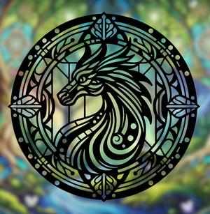 Norwegian Ridgeback Dragon Harry Potter Mandala Art – 2D geometric wall art(Stained Glass Style)