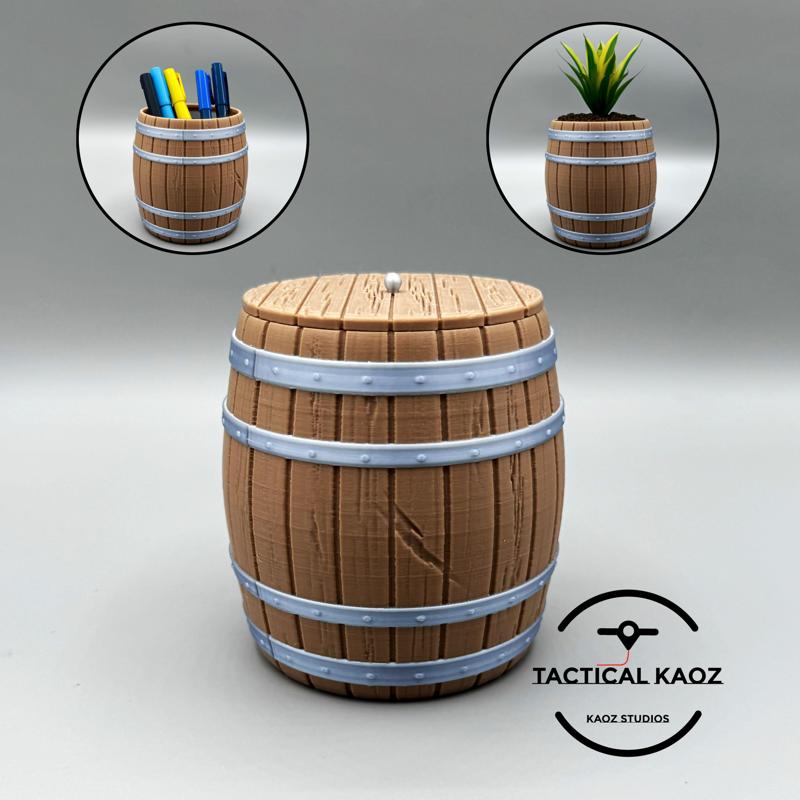 Wooden Barrel Multipurpose- Planter, Storage Container, Pen Holder 