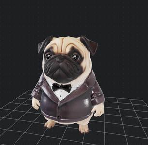 Pug dressed smart, perhaps a Doctor