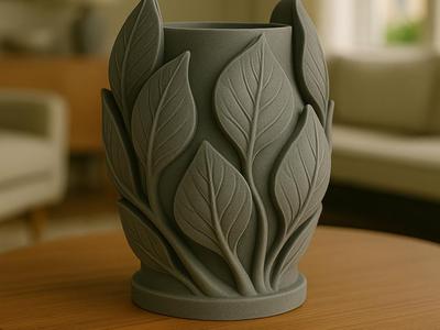 Leaf-shaped vase art organizer for green calm