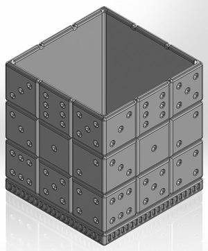 A rectangular pencil cup made of Yamb cubes