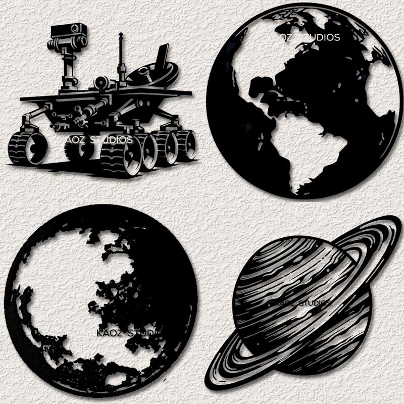 Earth and Space wall art PACK Saturn Planet Moon Mars Rover Wall Decor Outer Space