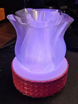 Spiral Vase Rose Lighted Stand