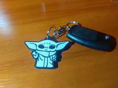 Baby Yoda keychain- with name on the backside