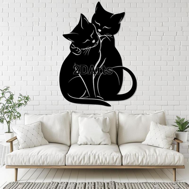 Two Cuddling Cats 2D Wall Art/Window Art