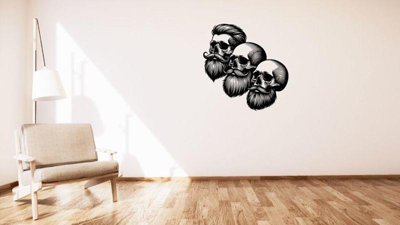 Three bearded skulls / Tři fousaté lebky wall or table decoration