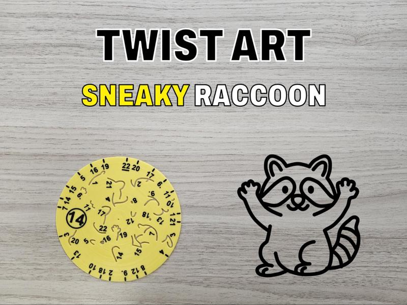 Twist Art 14 Raccoon - Rotary Drawing Stencil