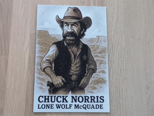 Chuck Norris as Lone Wolf McQuade caricature