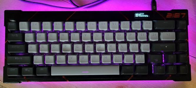 The2187Lite - A Handwired 65% revision of The2187 TKL with OLED and RGB!