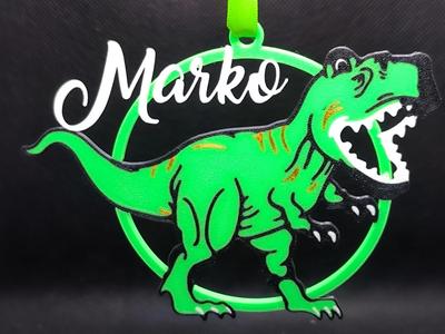 Personalized T-Rex Christmas Ornament