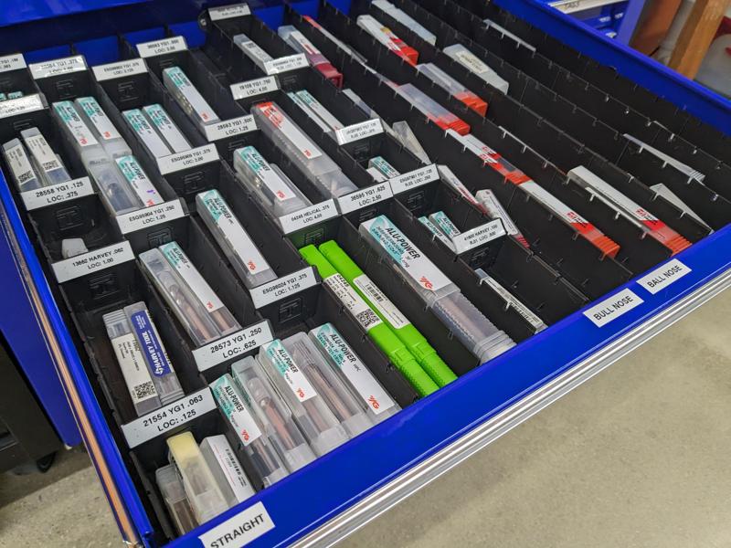 22" wide Toolbox Divider Trays for US General Toolboxes - Endmill storage