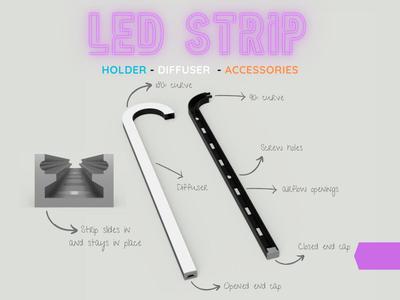 LED Strip v1 Holder - Diffuser - Accessories