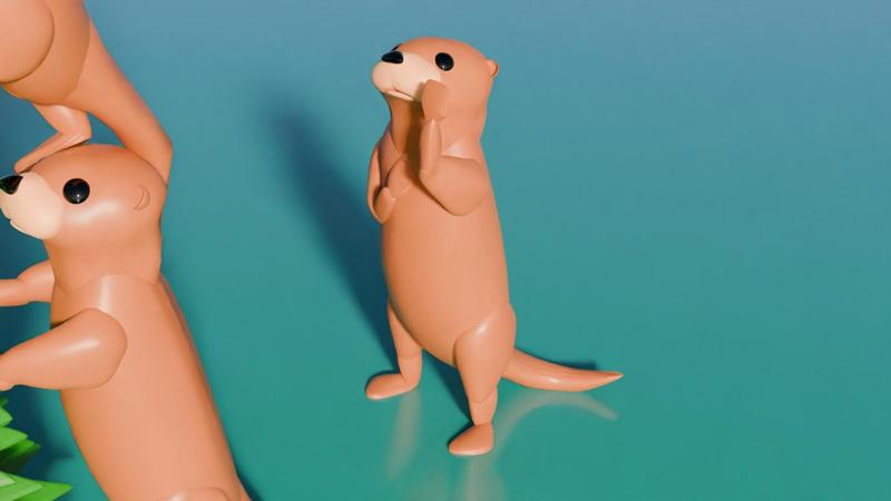 Cute cartoon otter waving
