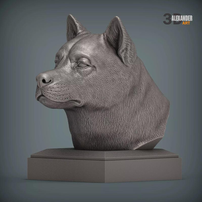 American Akita bust