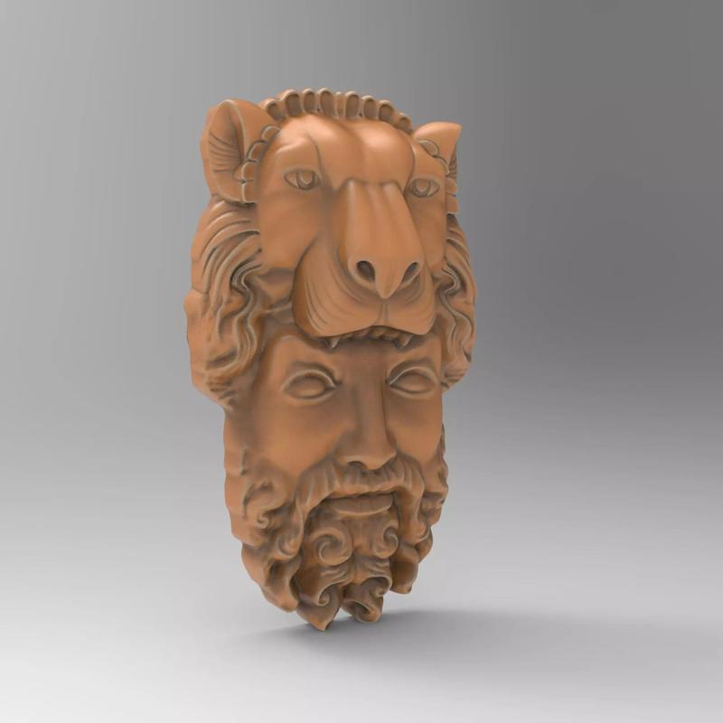 Ancient Greek Sculpture of Hercules Nemean Lion Helmet STL File