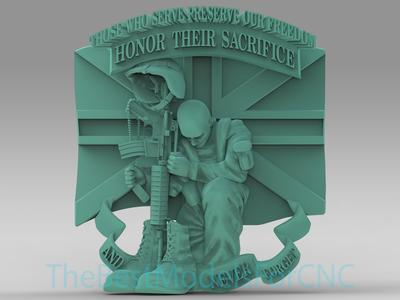 3D Model STL File for CNC Router Laser & 3D Printer Soldier Paying His Respects