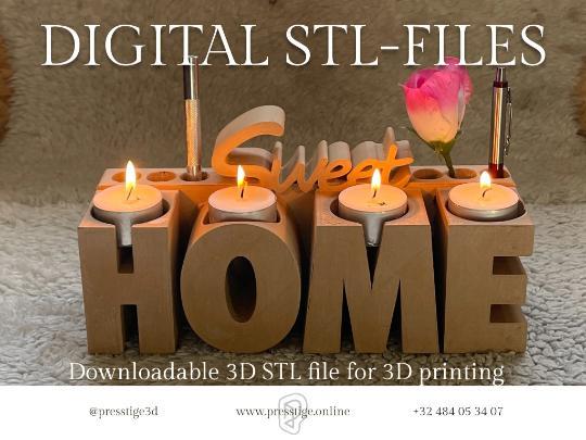 Home Sweet Home 3D-Print, Tealight & Pen Holder Combo, Perfect Gift for New Homeowners