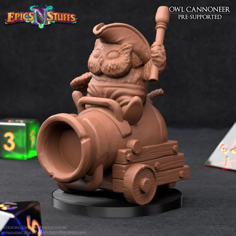 Owlkin Cannoneer Miniature - Pre-Supported