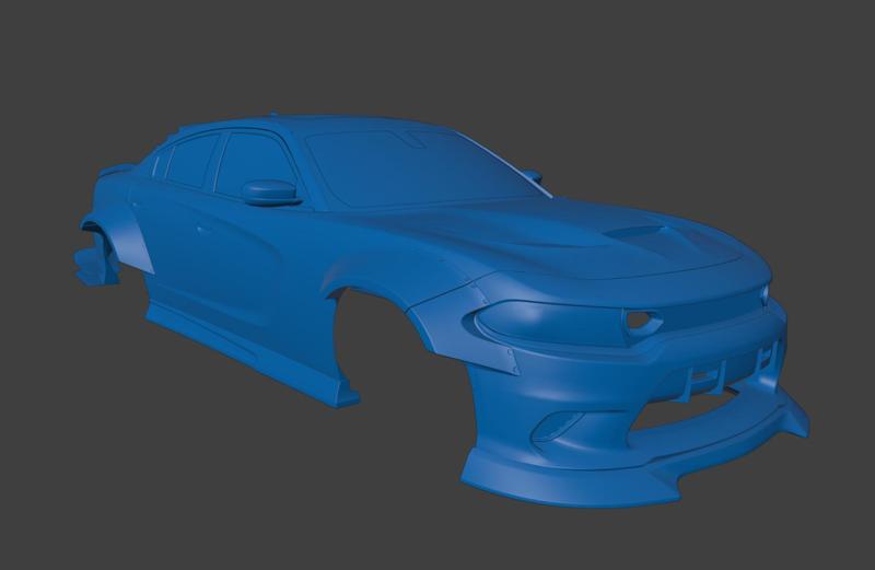 RC BODY 2023 HELLCAT CHARGER SRT CUSTOM WIDEBODY DODGE 1/10 3D PRINT STL