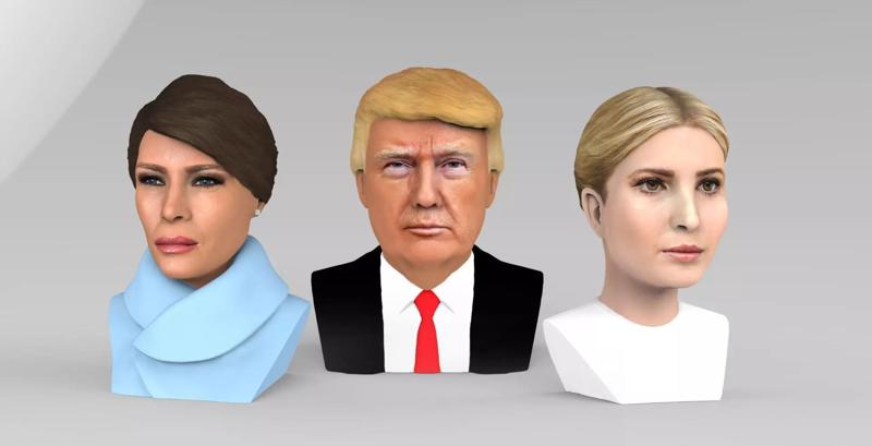 Donald Melania Ivanka Trump busts ready full color 3D printing 3D Model Collection