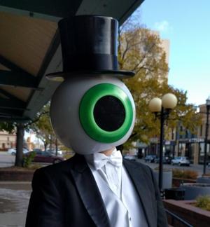 The Residents Eyeball Helmet Mask,Top Hat & Cane Topper