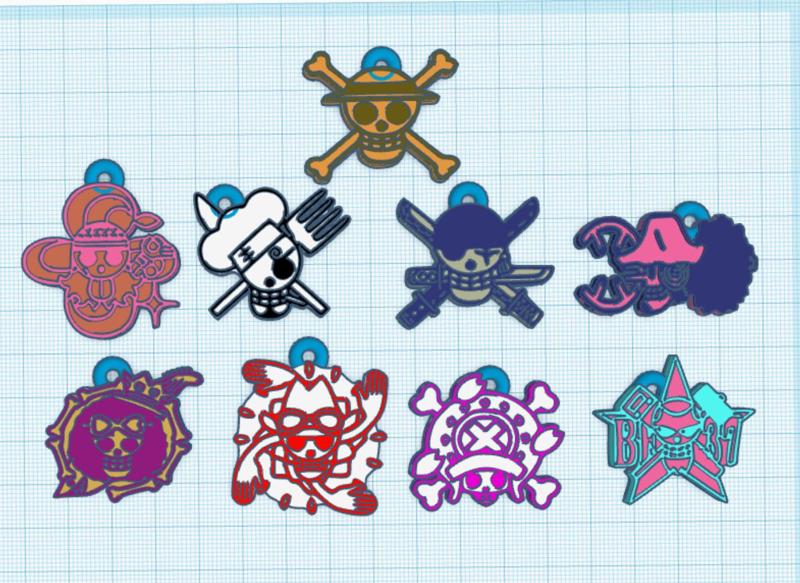 9 ONE PIECE KEYRINGS ❤ (image on both sides)