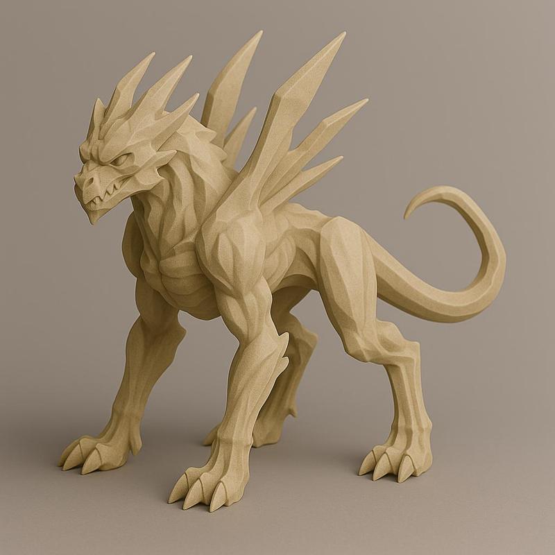 Abstract Fantasy Guardian – 3D Printable Creature Statue