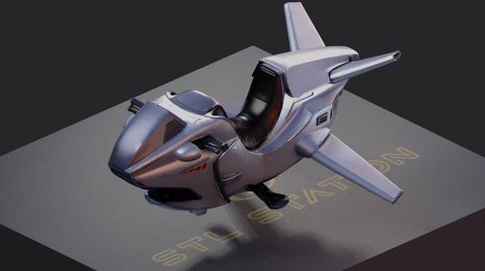 Futuristic Hover Bike 3D Printable STL Model 250mm Length