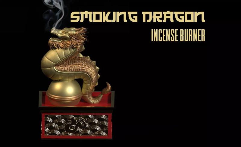 Smoking Asian Dragon - Incense Burner