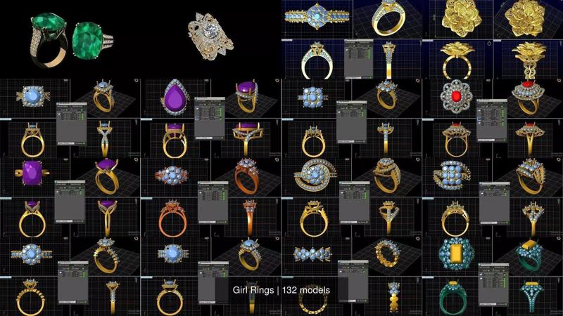 Girl Rings 3D Model Collection