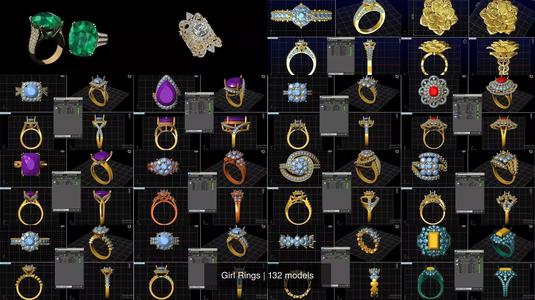 Girl Rings 3D Model Collection