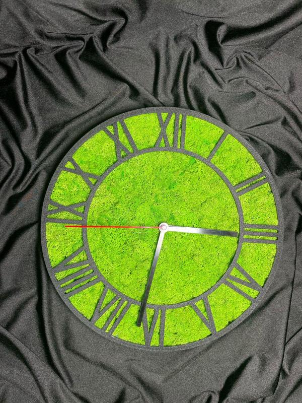 wall-mounted watch with stabilized moss