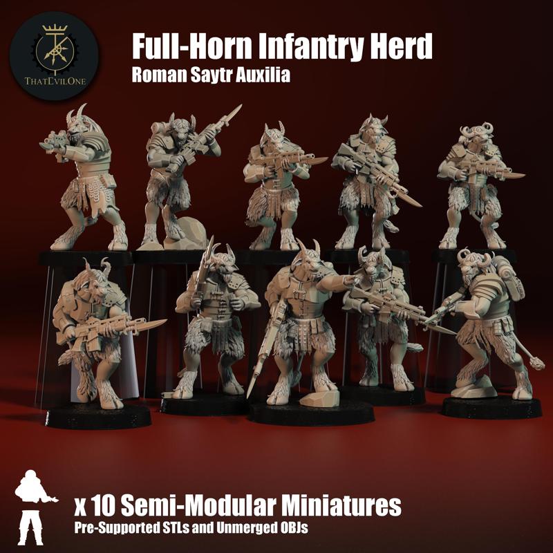 Roman Saytr Full-Horn Infantry Herd - Presupported