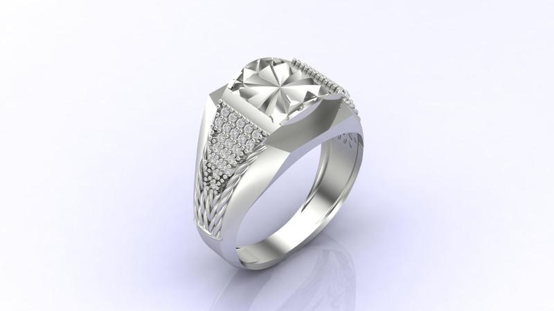 Gents Ring Print Ready STL 3DM Gents Rings Diamond Men Ring 3D print model