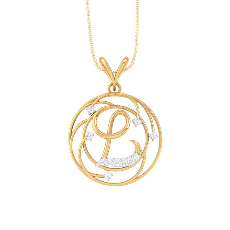3D Printable Cad jewelry design of Lady diamond Pendant Letter model
