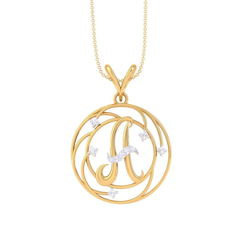 3D Printable Cad jewelry design of Lady diamond Pendant Letter model