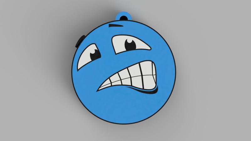 Blue Emoji - Hıııı - Keychain, Earring, Bagcharm