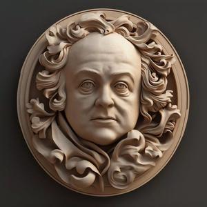 3D Bas-Relief Model of John Adams