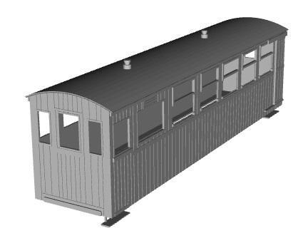 Rye and Camber Tramways Composite Coach 1921 rebuilt condition 1/100 scale